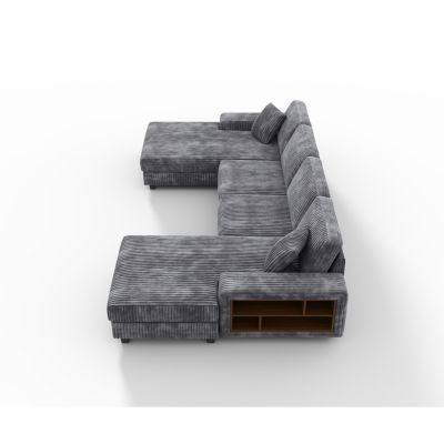 Streamdale Convertible Corduroy Sofa, Large 4 Seat, Living Room Chair, Dark Grey