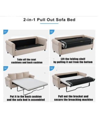 Streamdale 81.5" 2-in-1 Queen Convertible Sleeper Sofa Bed with Memory Foam Mattress