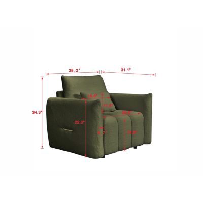  1 Pc   Teddy Fabric  Lounge Chair, Upholstered, Includes Pillow, Curved Backrest, Solid Wood Frame Modern sofa chair