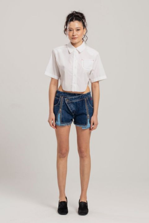 Женские шорты PCFG Free Heaven Short With Zip Details, цвет: Джинсовый синий