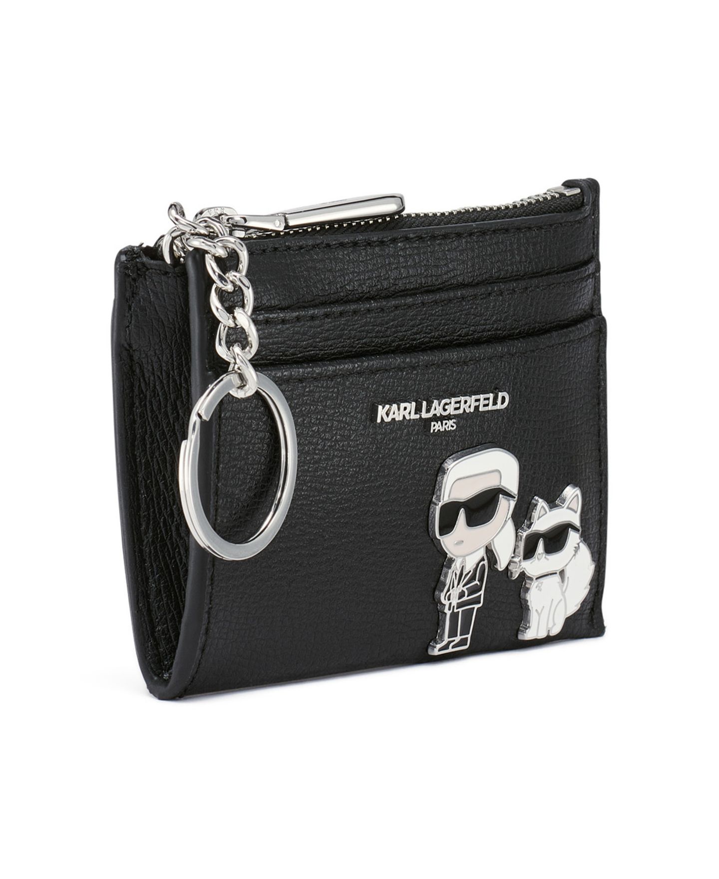 Женский кошелёк KARL LAGERFELD PARIS Key Ring Card Case Wallet, цвет: Чёрный комбинированный — фото 3