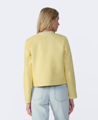 Women's Cropped Leather Jacket With Gold Buttons, Created for Macy s
