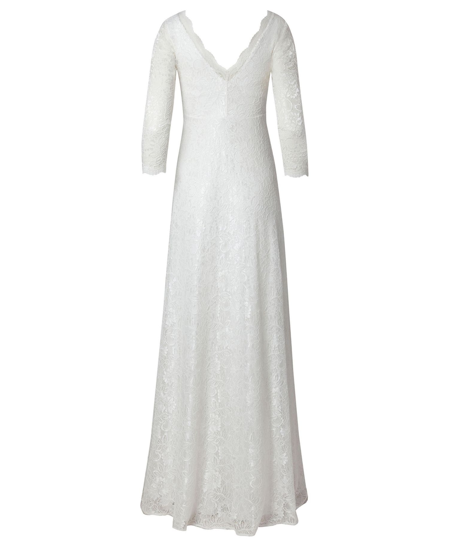 Women's Anya 3/4 Sleeve V-Neck Lace Bridal Gown