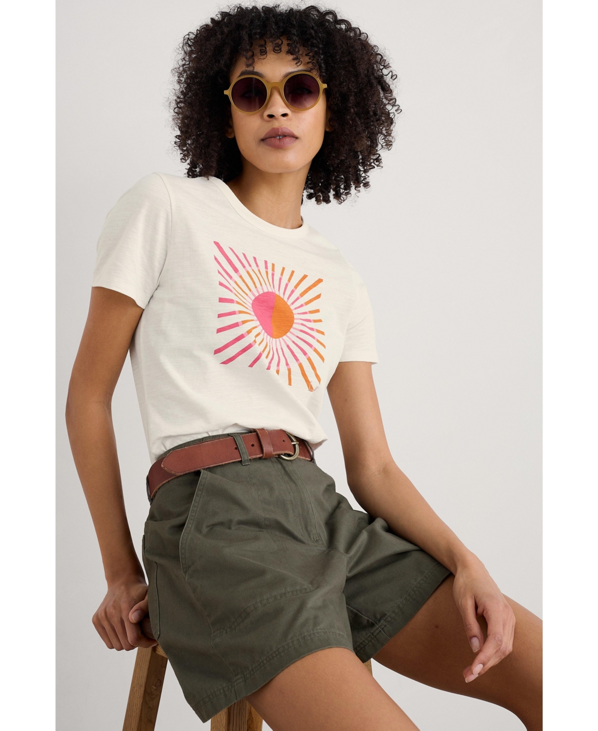 Women's Printing Ink T-shirt - Sunrise graphic chalk