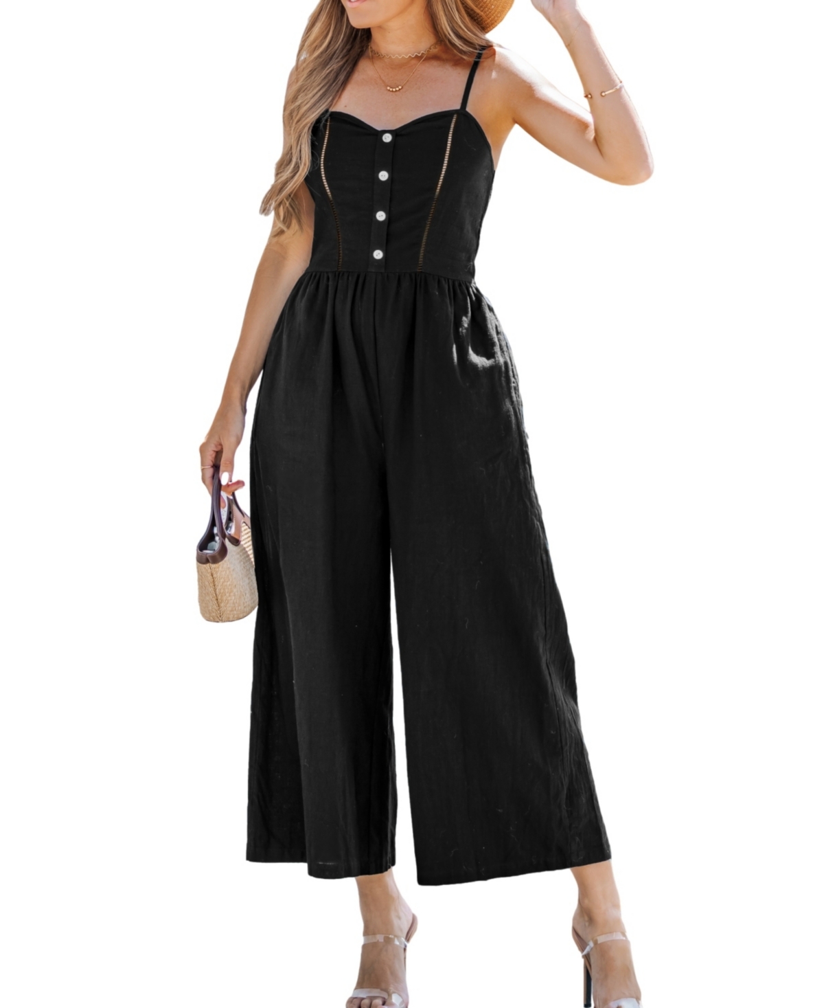 Women's Elegant Palazzo Jumpsuit - Black