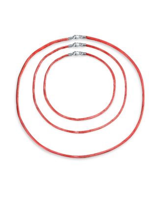 Set of 3 Satin Silk Cord Necklaces with Sterling Silver Clasp