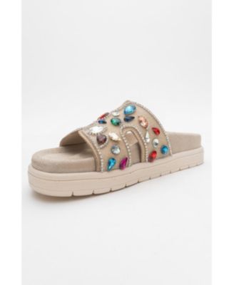 Denilla Leather Embellished Slide Sandal (Women)