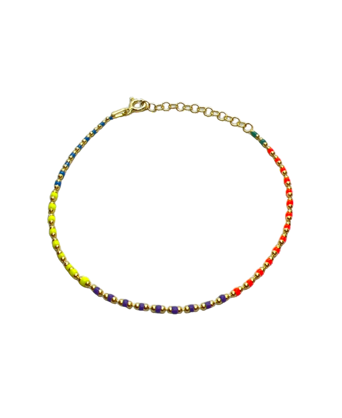 Sterling Silver Enamel Mine Beaded Colourful Rainbow Bracelet - Multicolor