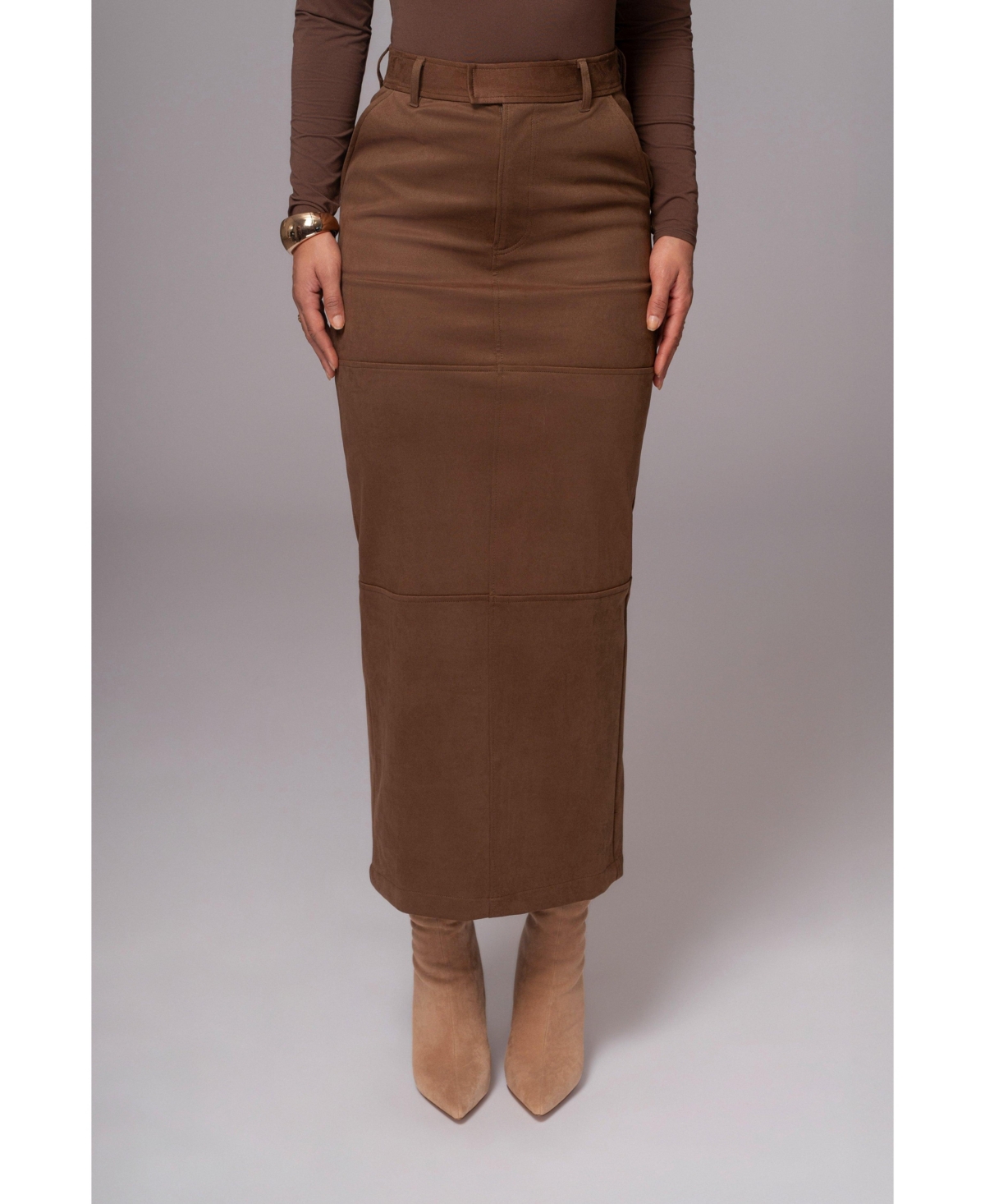 Women's Joy Suede Maxi Skirt - Chocolate