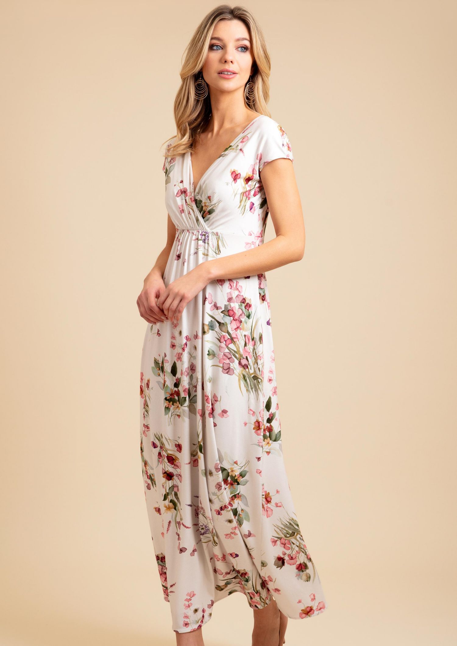 Women's Sophia V-Neck Short Sleeve Maxi Dress