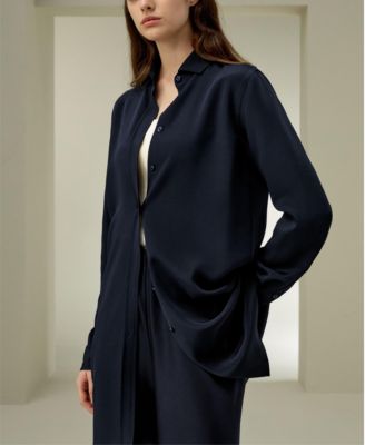 Women's Classic Longline Silk Shirt
