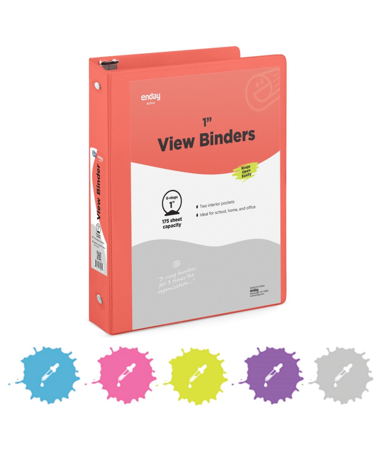 3-Ring Binder with Clear View Cover and 2 Inside Pockets – Heavy Duty Durable Binder for School Supplies, Office Organization, or Home Use – Col