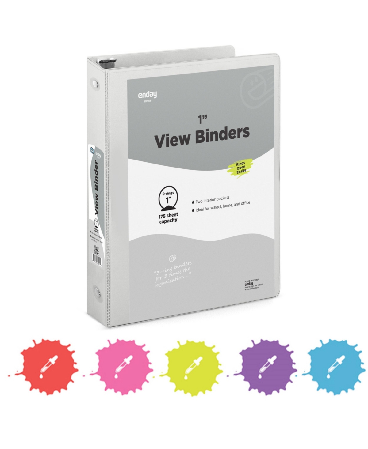 3-Ring Binder with Clear View Cover and 2 Inside Pockets – Heavy Duty Durable Binder for School Supplies, Office Organization, or Home Use – Col