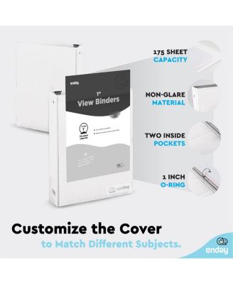 3-Ring Binder with Clear View Cover and 2 Inside Pockets – Heavy Duty Durable Binder for School Supplies, Office Organization, or Home Use – Colored Binder for Documents, Notes, Reports, and More