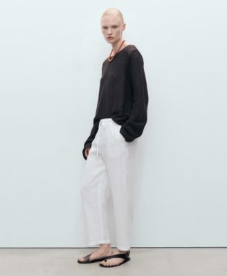 Women's Straight Linen-Blend Pants