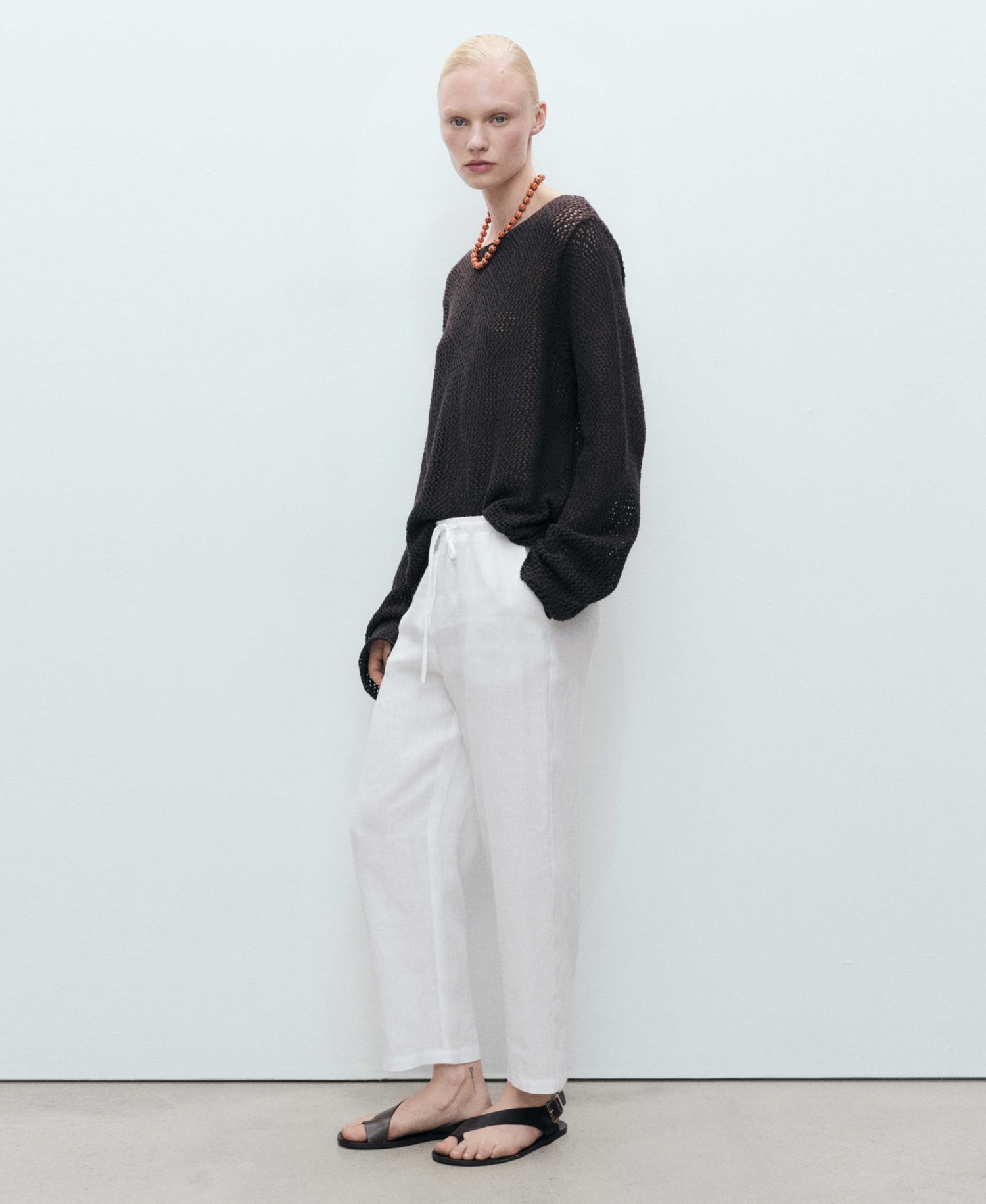 Women's Straight Linen-Blend Pants