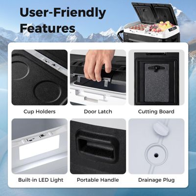 Dual Zone 12V Car Refrigerator for Vehicles Camping Travel Truck RV Boat Outdoor and Home Use-Black