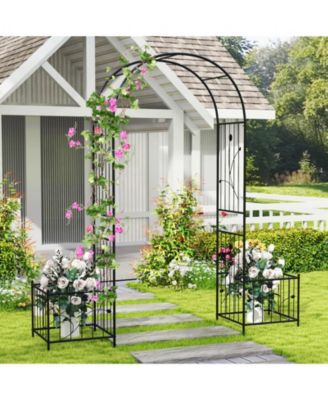 2 in 1 Garden Arbor with 2 Side Planters and 8 Ground Stakes