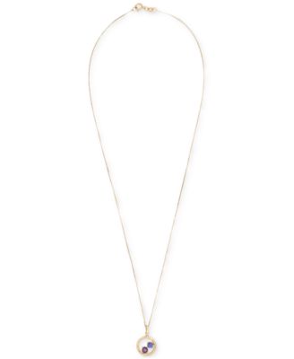 Tanzanite (1/5 ct. t.w.) & Rose de France Amethyst (1/6 ct. t.w.) Double Stone Circle 18" Pendant in 14k Gold-Plated Sterling Silver