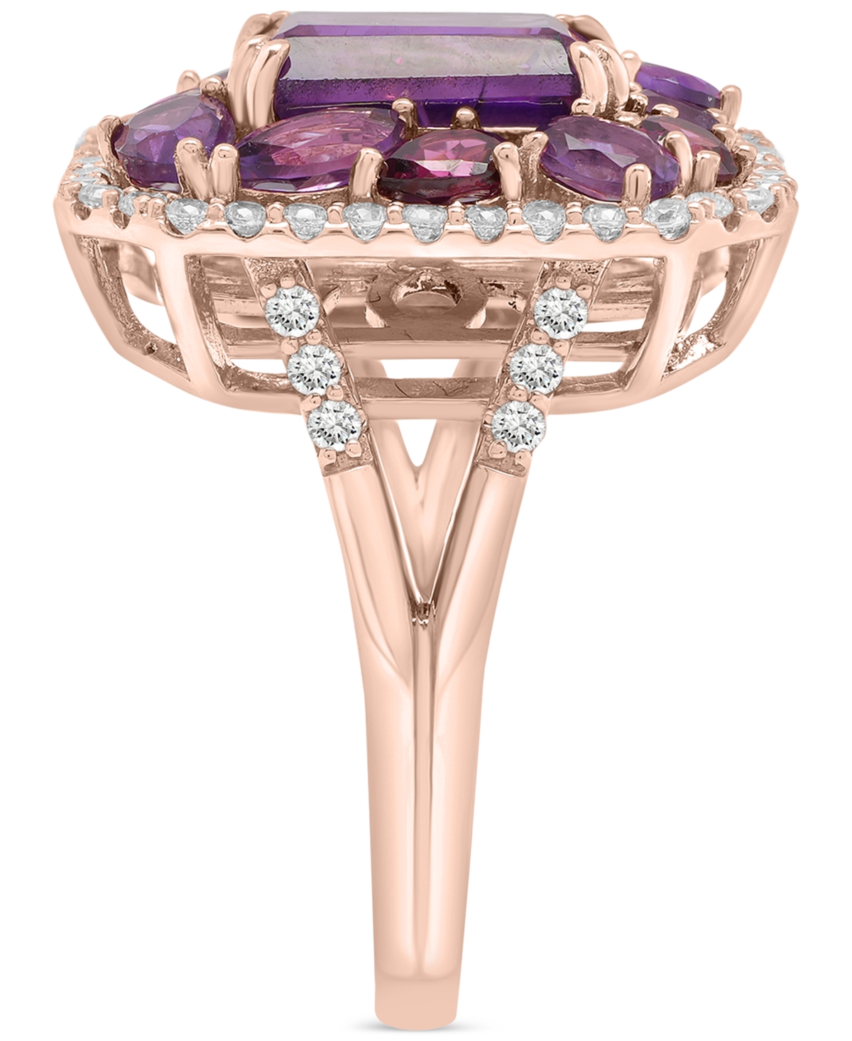 Macy's Amethyst (4-1/6 Ct. T.w.), Rose De France Amethyst (7/8 Ct. T.w.) & Diamond (1/2 Ct. T.w.) Halo Ring