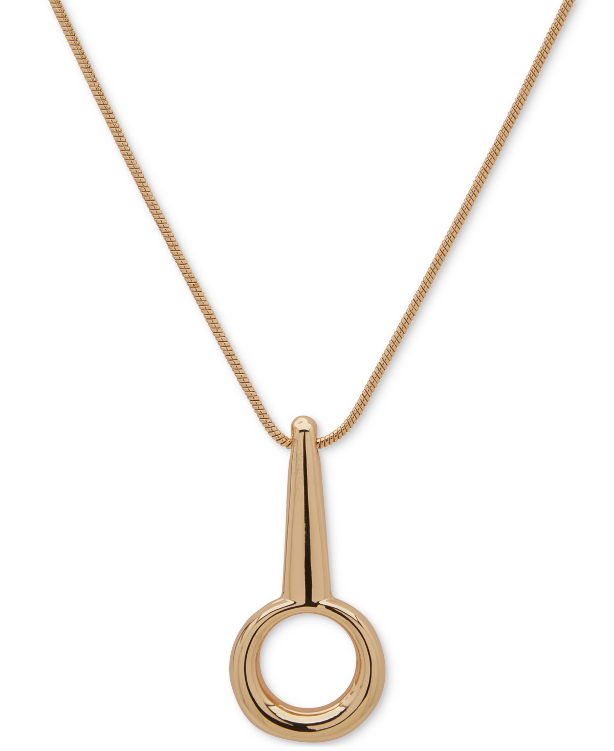 Gold-Tone Oval Linear Pendant Necklace, 32" + 3" extender - Gold