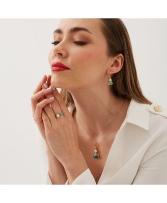 Authentic Turquoise Sterling Silver Drop Gold Plated Earring