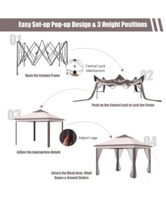 11 x 11 Feet 2-Tier Pop-Up Gazebo Tent Portable Canopy Shelter Carry Bag Mesh