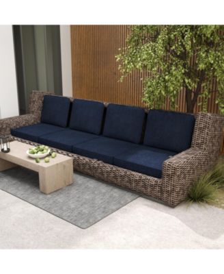 2-Pack Outdoor Patio Cushion Set with Removable Covers-Navy