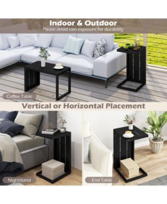 C-Shaped End Table Convertible Coffee Table with Adjustable Foot Pads