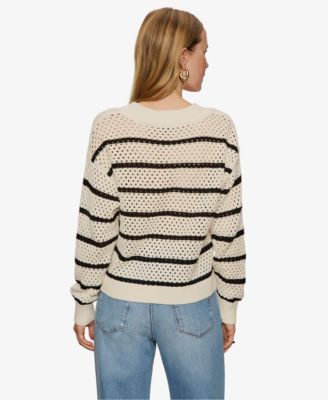 Women's Airy Openwork V-Neck Sweater