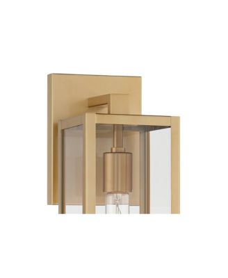 Modern Outdoor Wall Light Fixture Soft Gold 14 1/4" Clear Glass for Exterior Barn Deck House Home Porch Yard Patio