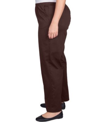 Plus Size Mid-Rise Straight Leg Short Length Casual Pants