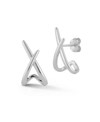 Rachel Zoe Sterling Silver X Huggie Stud Earrings - Silver 75$