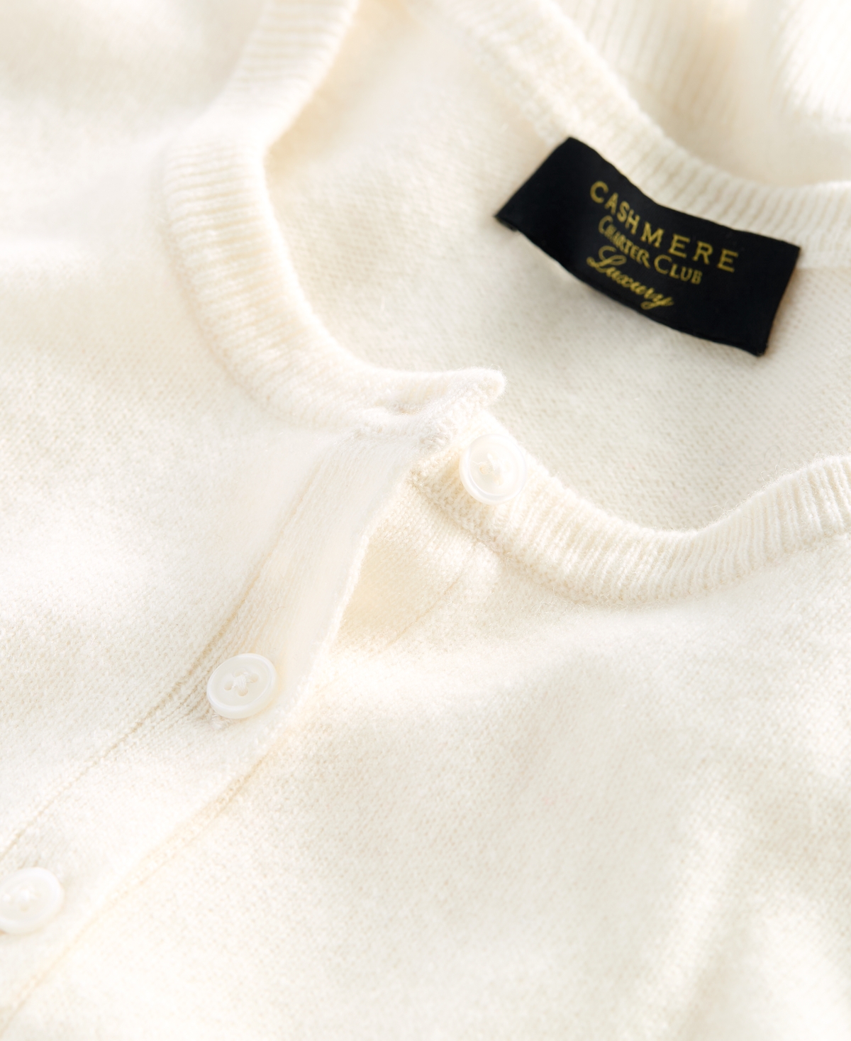 Charter Club Women's 100% Cashmere Crewneck Cardigan, Macy's Exclusive In White