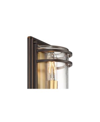Habitat Modern Industrial Outdoor Wall Light Fixtures Set of 2 Bronze Brass 16" Clear Glass for Post Exterior Barn Deck