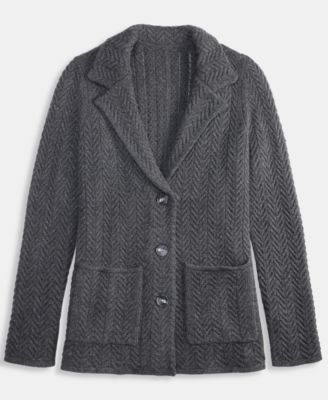 Petite Herringbone-Stitch Button-Front Cashmere Jacket, Exclusively at Macy's 