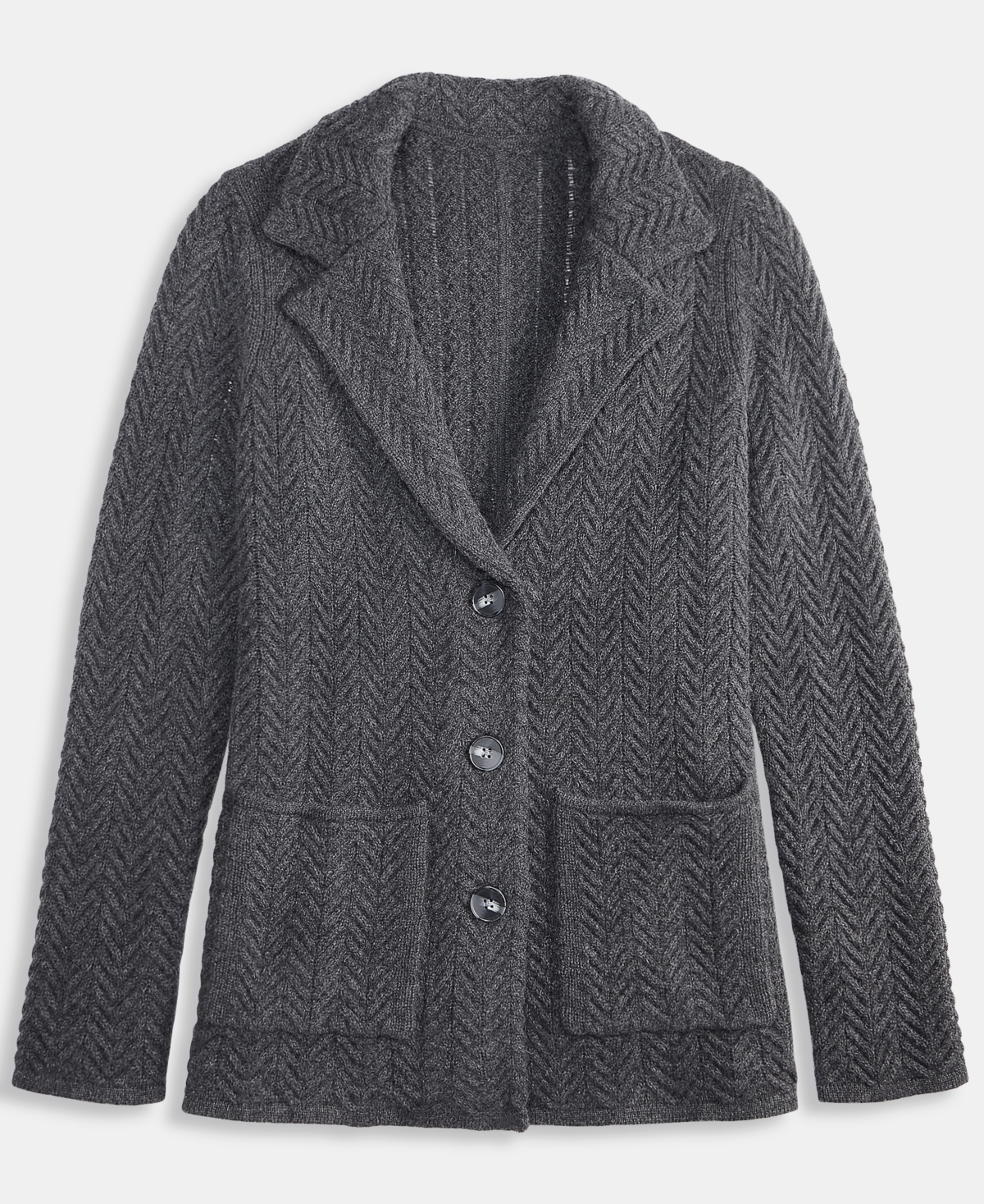 Charter Club Petite Herringbone-stitch Button-front Cashmere Jacket, Exclusively At Macy's