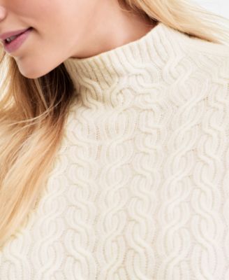 Women's 100% Cashmere Cable-Knit Mock Neck Midi Dress, Macy's Exclusive