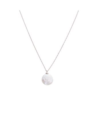 Baroque Flat Pearl Pendant Necklace Sterling