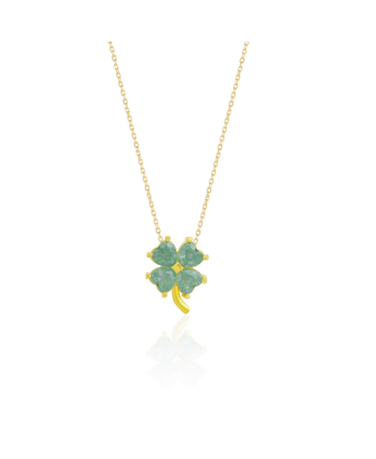 Four Leaf Clover Sterling Silver Necklace - Green - Silver