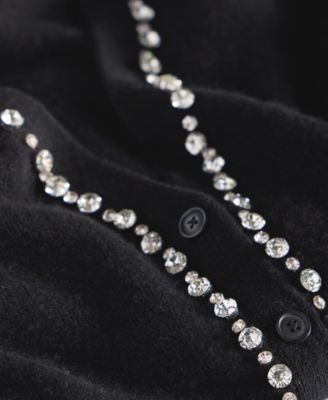 Women's 100% Cashmere V-Neck Rhinestone Cardigan, Macy's Exclusive