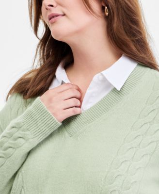 Plus Size 100% Cashmere Drop-Shoulder Sweater, Macy's Exclusive