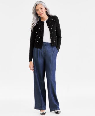 Women's 100% Cashmere Embellished Cable-Knit Cardigan, Macy's Exclusive