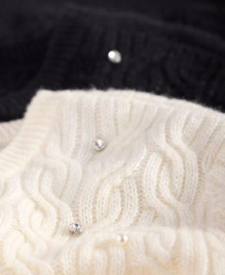 Women's 100% Cashmere Embellished Cable-Knit Cardigan, Macy's Exclusive