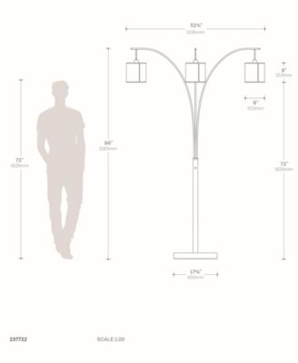 86" Wood Mica Mineral 3 Light Arc Floor Lamp