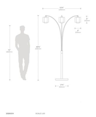 90" Metal Marilyn 3 Light Arc Floor Lamp