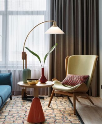 60" Wood Melmar Lucite Arc Floor Lamp