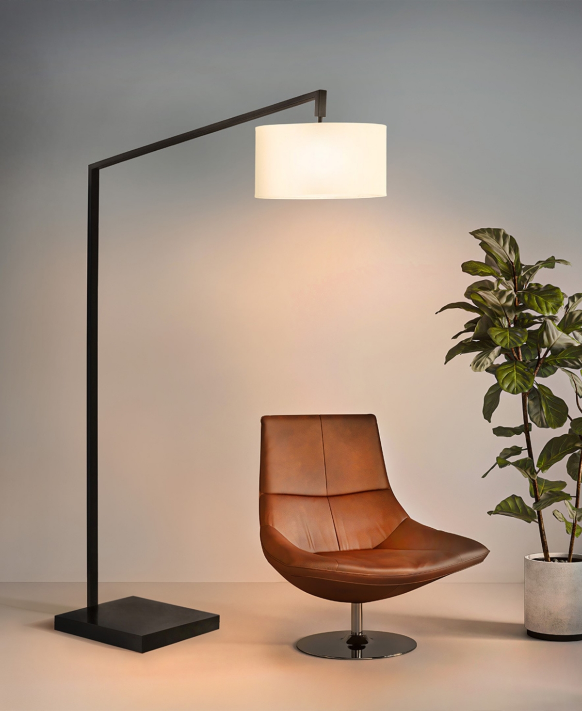 Nova of California 75" Metal Stretch Chairside Arc Floor Lamp