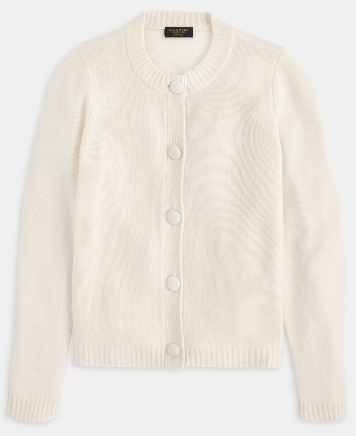 Charter Club Women's 100% Cashmere Chunky Crewneck Cardigan, Macy's Exclusive In White