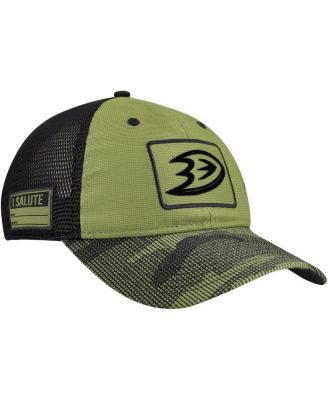 Fanatics - Men's Olive Anaheim Ducks Military Appreciation Trucker Adjustable Hat